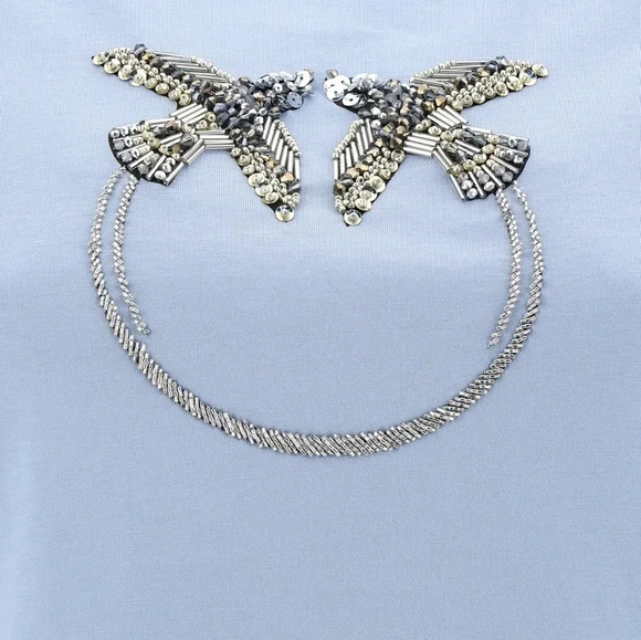 PINKO RHINESTONE EMBELLISHED QUENTIN 3 T SHIRT - Picture 1 of 9